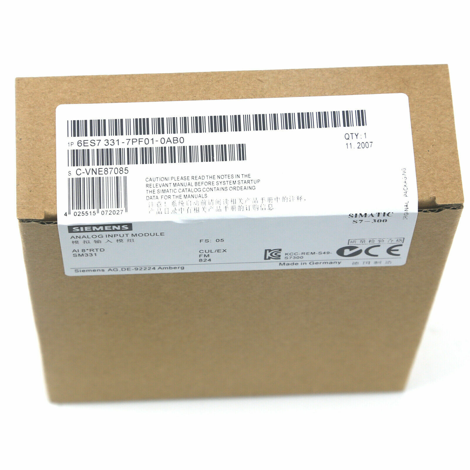 SIEMENS PLC 6ES7331-7PF01-0AB0 6ES7 331-7PF01-0AB0 New In Box