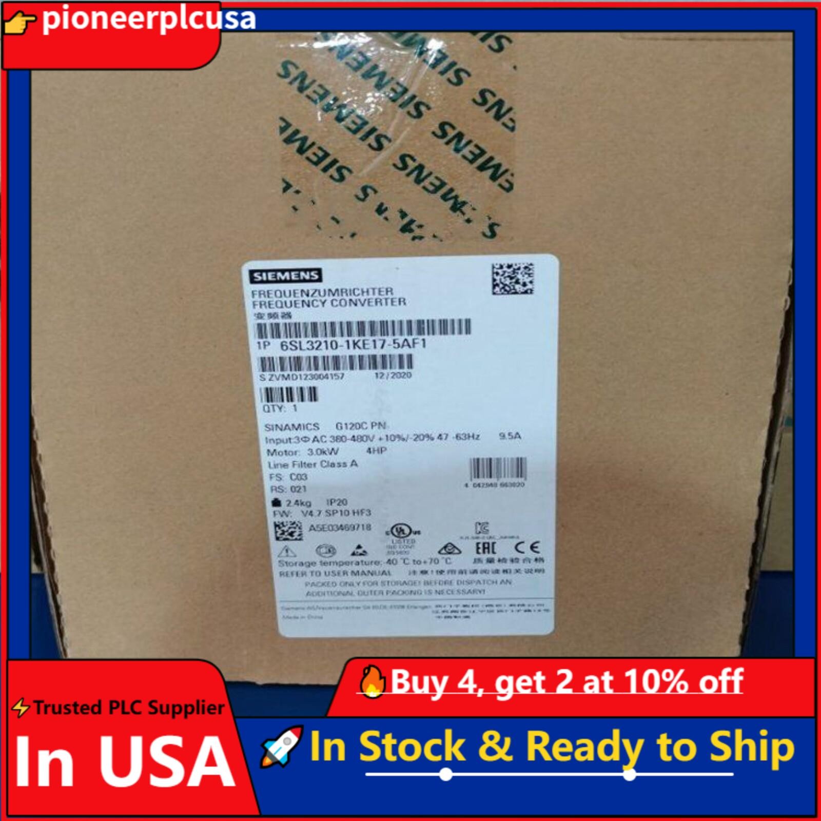 New Siemens 6SL3210-1KE17-5AF1 G120C RATED POWER 3,0KW 6SL3 210-1KE17-5AF1
