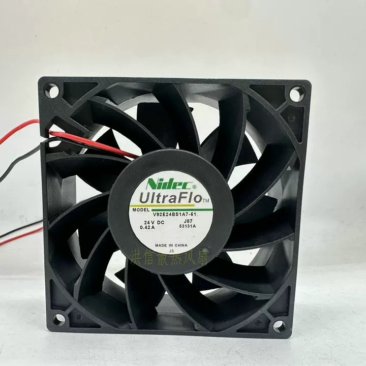 1 PCS NIDEC Fan V92E24BS1A7-51 DC24V 0.42A 9238 92*38MM 2 wire cooling fan