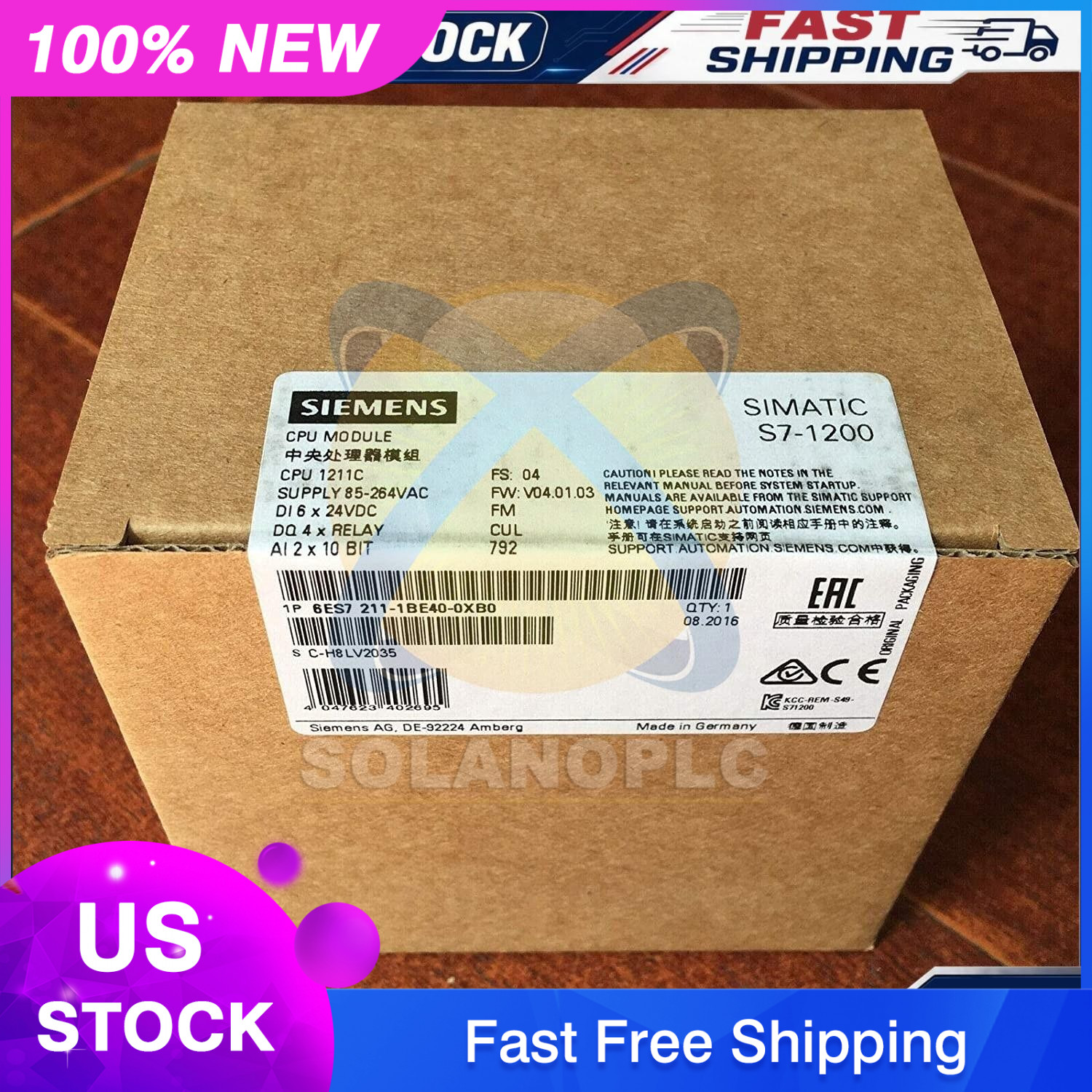 New Siemens SIMATIC S7-1200 CPU 1211C 6ES7211-1BE40-0XB0 6ES72111BE400XB0