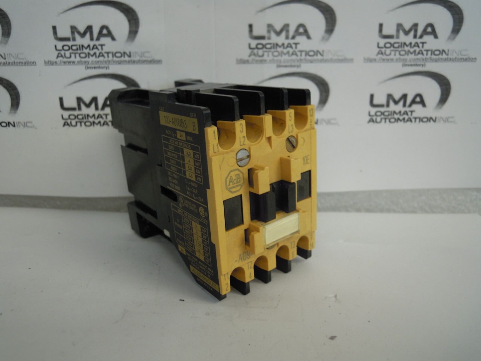 ALLEN-BRADLEY 100-A09ND3 CONTACTOR 9A 1NO 7-1/2HP 3P SER B COIL 110/120V *TESTED