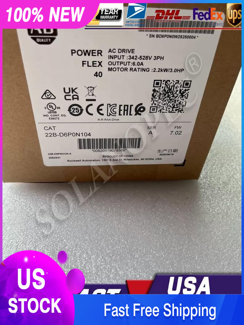 New AB 22B-D6P0N104 Powerflex 40 AC Drive 3.0Hp 2.2kW 22BD6P0N104 US Free Tax