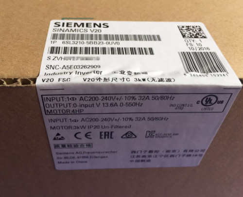 6SL3 210-5BB23-0UV0 NEW SIEMENS 6SL3210-5BB23-0UV0 V20 Rated Power 3.0 kW