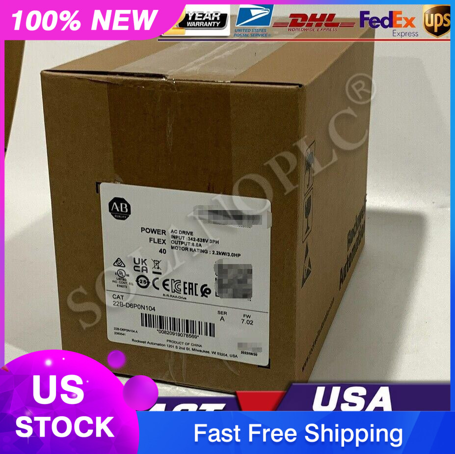 New Factory Sealed AB 22B-D6P0N104 Powerflex 40 AC Drive 3.0Hp 2.2kW 22BD6P0N104