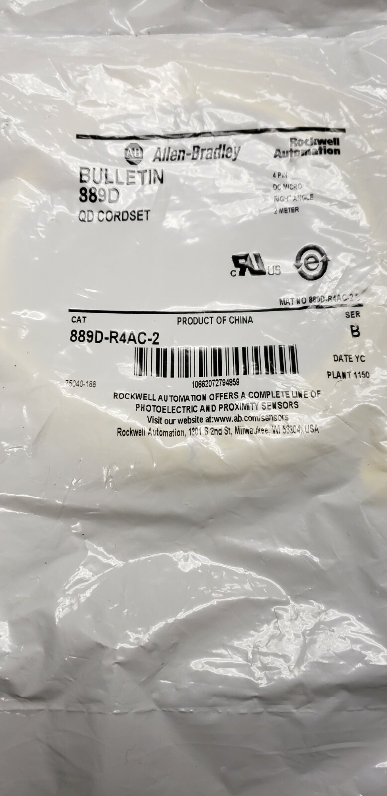 Allen Bradley Rockwell Automation cordset