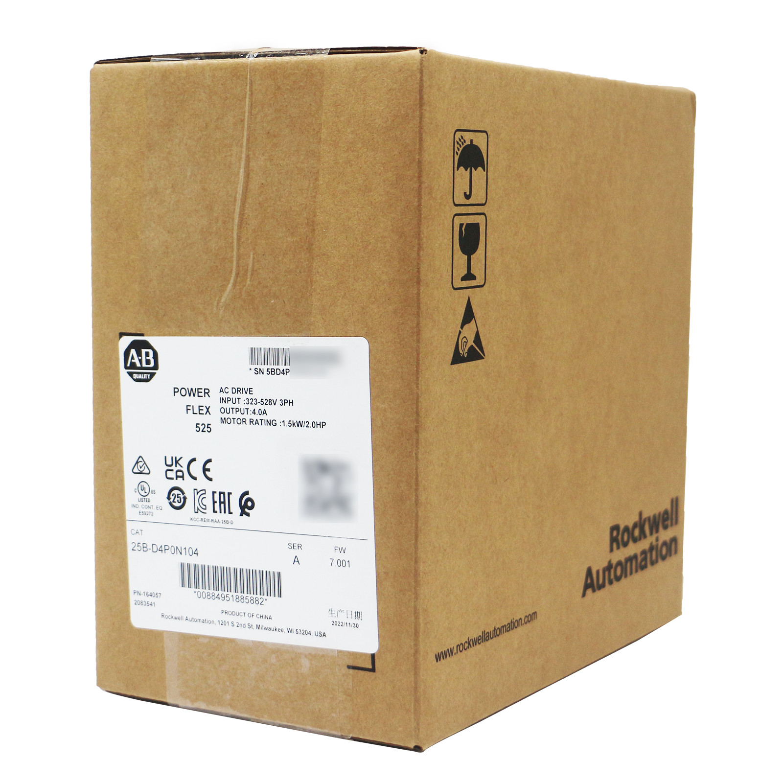 New Allen Bradley 25B-D4P0N104 PowerFlex 525 AC Drive 1.5kW 2HP – UPS Shipping