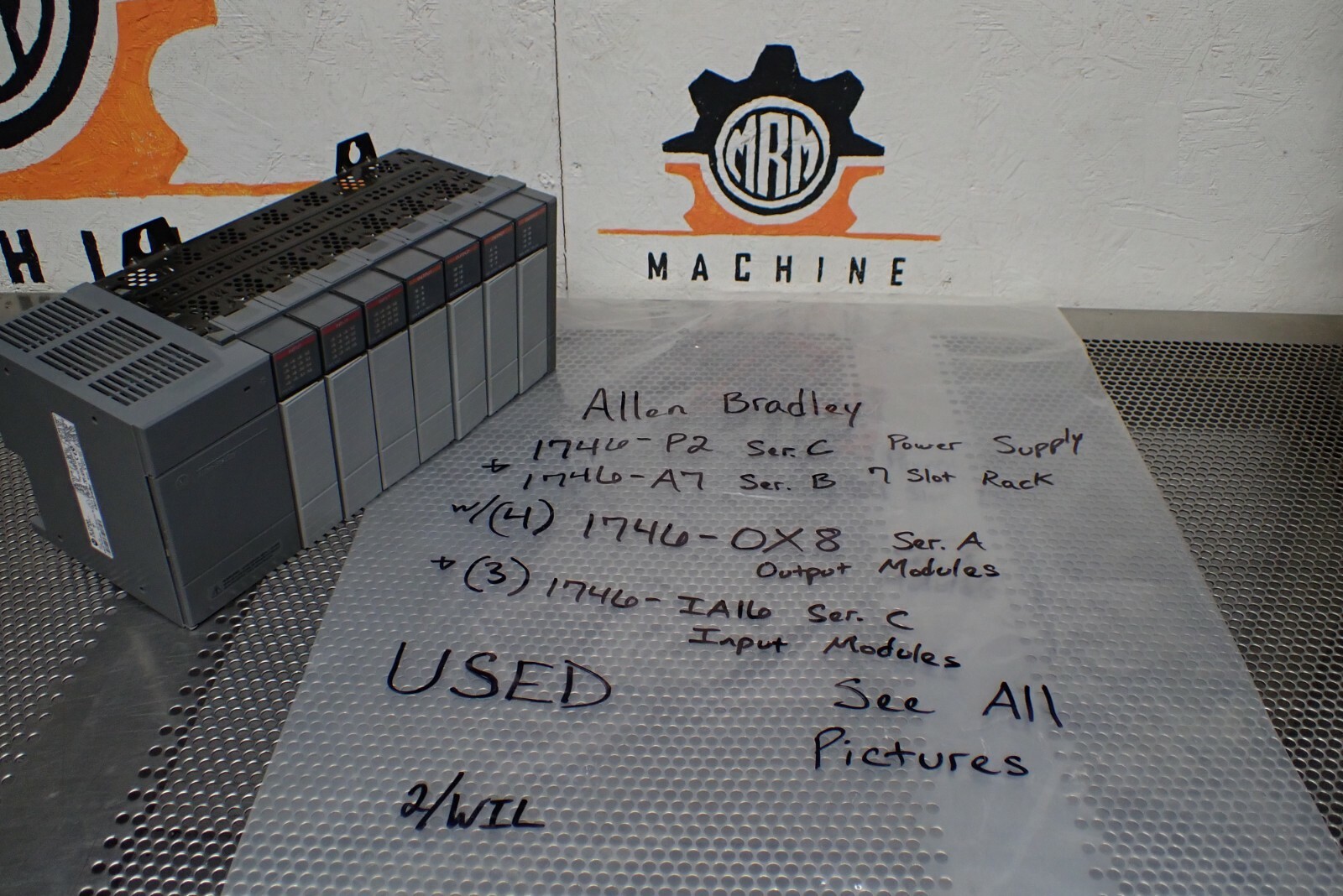 Allen Bradley 1746-P2 Ser C 1746-A7 Ser B W/ (4) 1746-OX8 Ser A (3) 1746-IA16 C