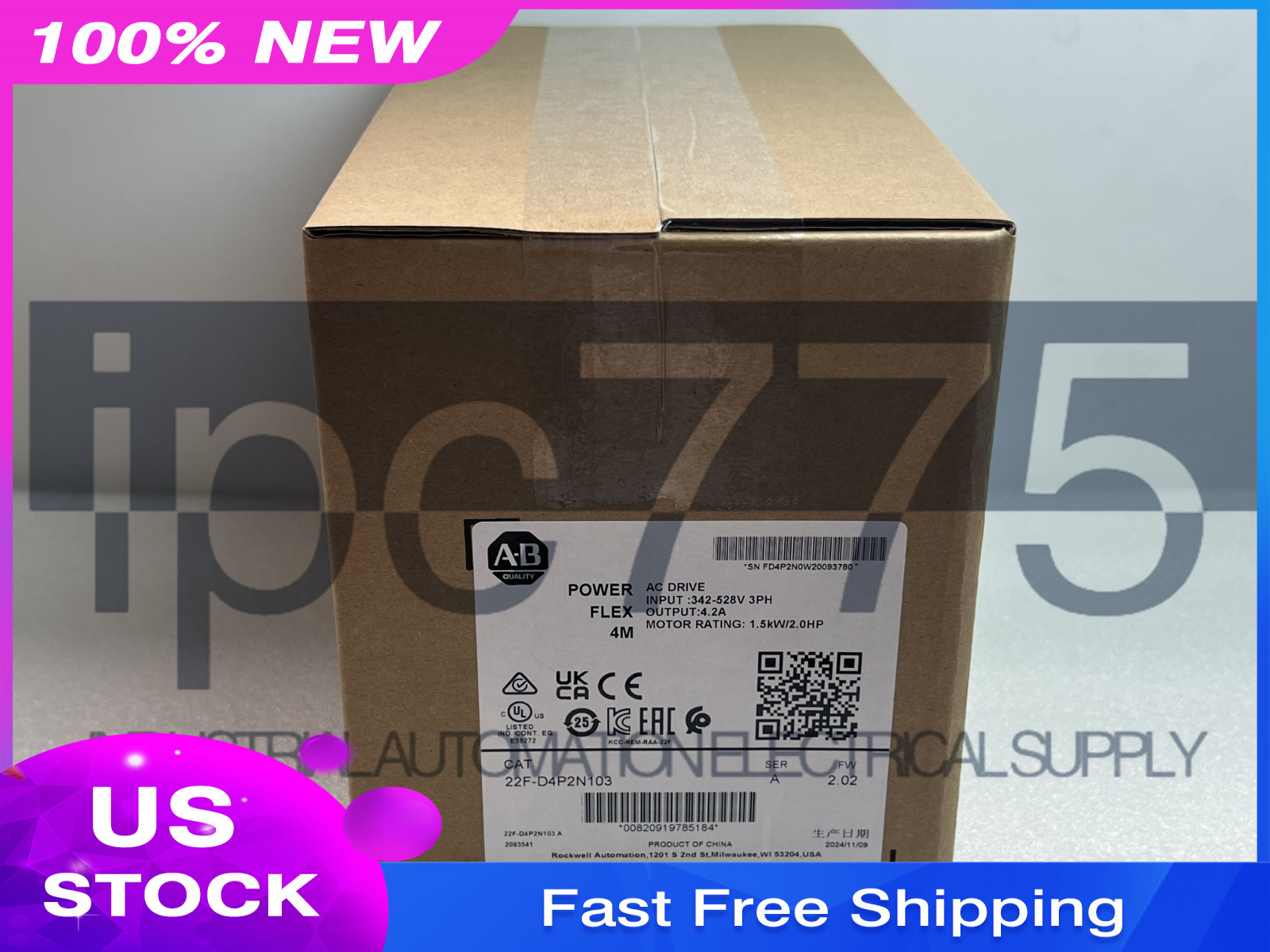 1PCS New Allen-Bradley 22F-D4P2N103 4M 1.5 kW 2 HP AC Drive