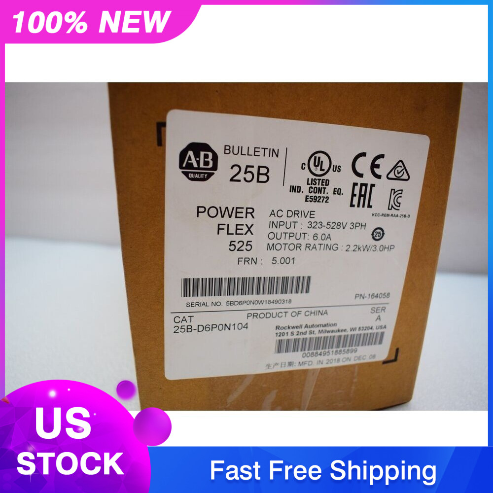 ‎️‍ NEW Factory Sealed AB 25B-D6P0N104 PowerFlex 525 AC DRIVE US Free Tax