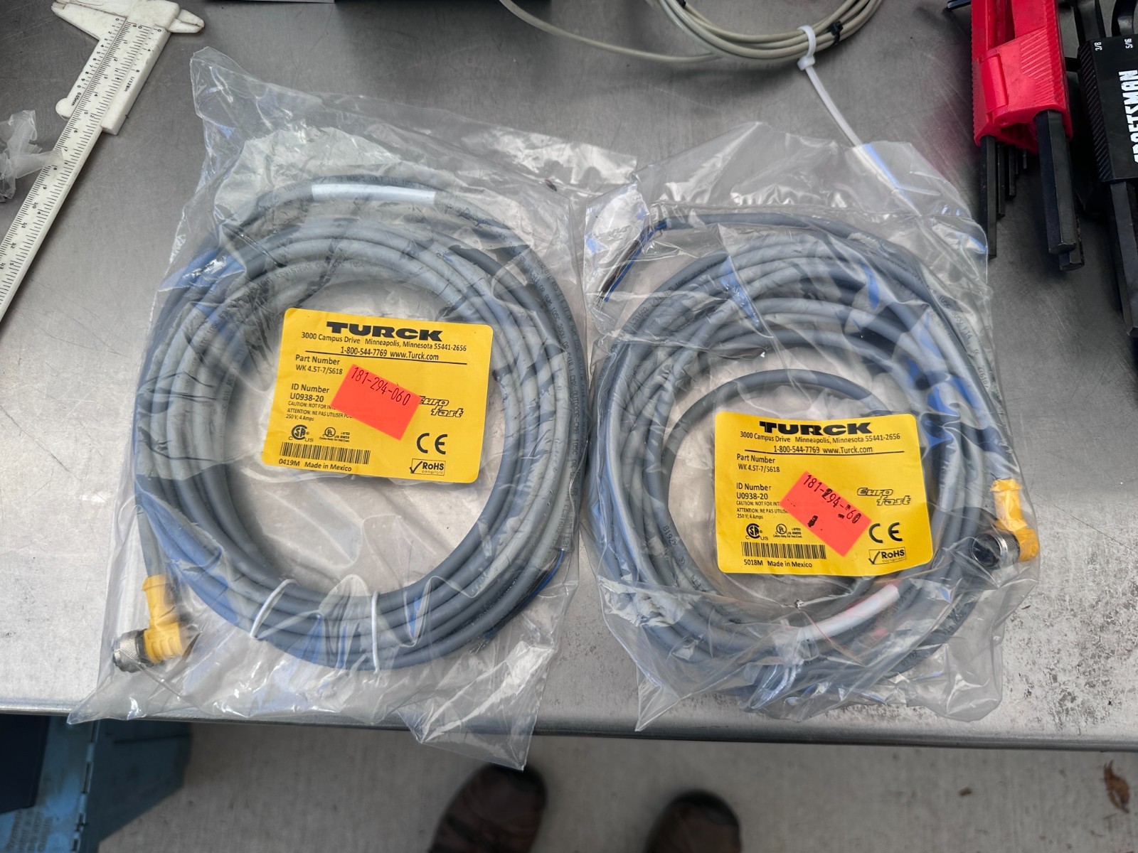 TURCK Sensor Cordsets WK 4.5T-7/S618, Lot of 2
