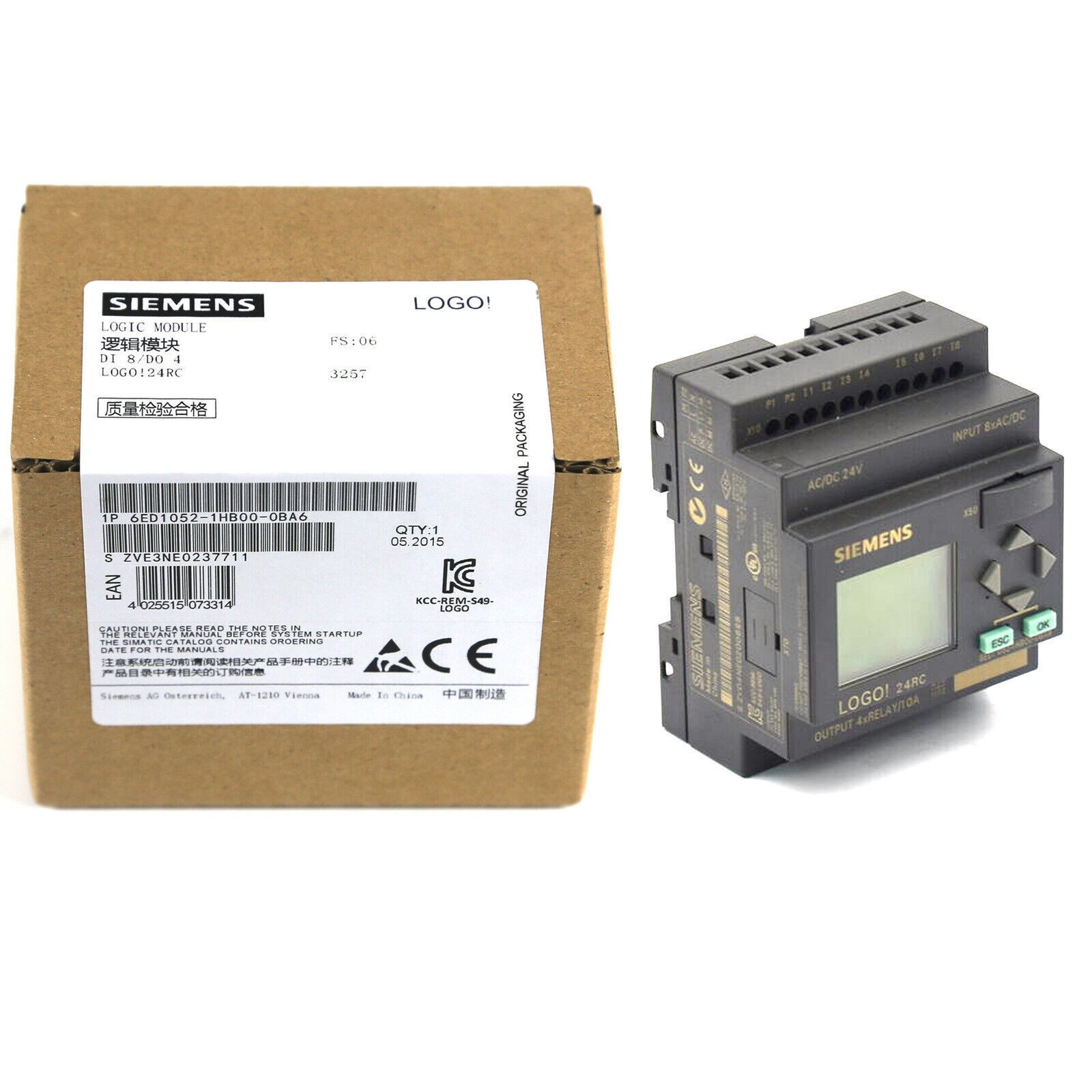 New Siemens 6ED1052-1HB00-0BA6 6ED10521HB000BA6 LOGO 24RC logic module