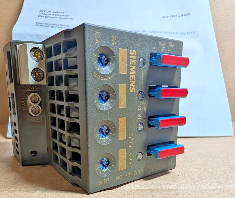 Siemens 6EP1961-2BA00 SITOP Select Diagnostics Module, 4-ch Input, 24V (New NB)