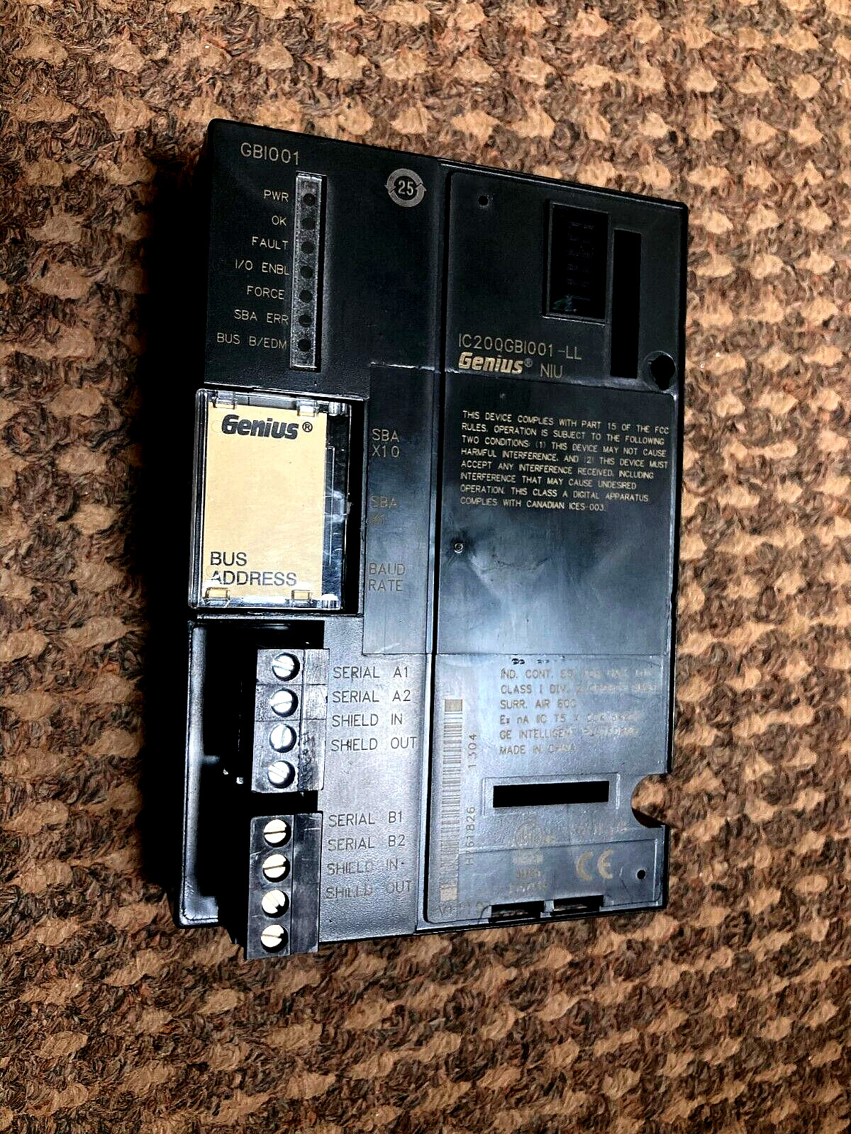GE Fanuc IC200GBI001-LL Genius Network Interface Unit.