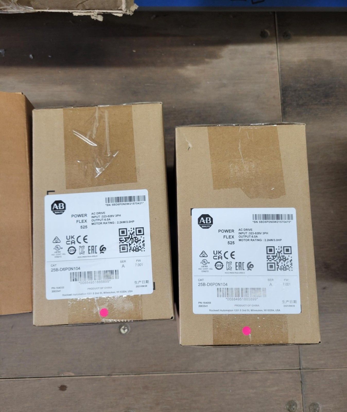 Allen Bradley Powerflex 525 VFD 3HP 480VAC 3 phase 25B-D6P0N104
