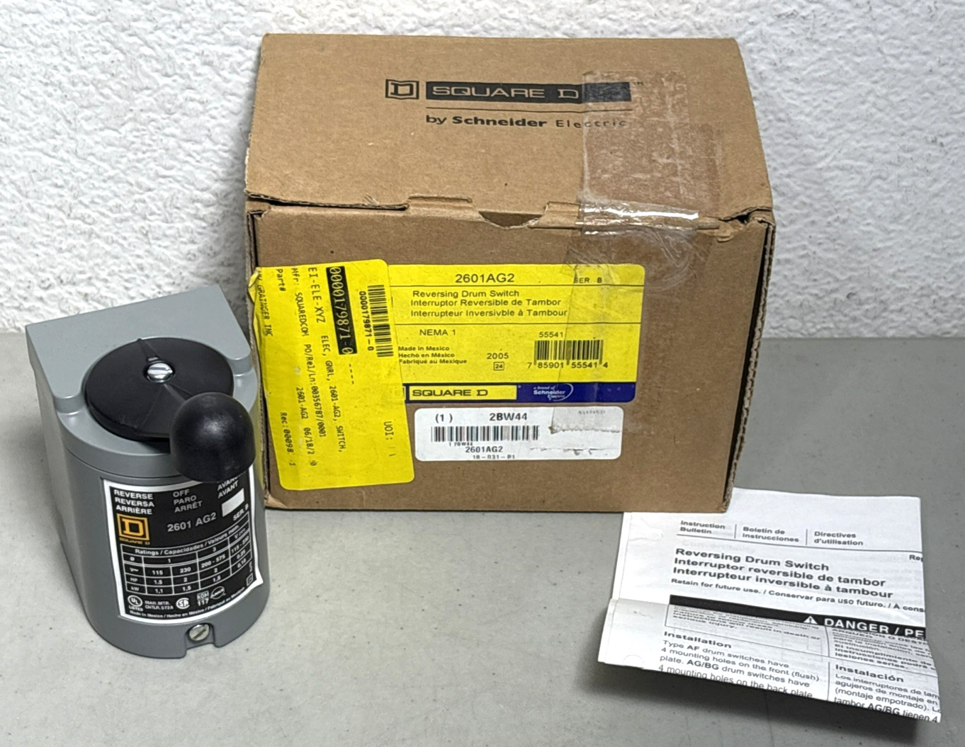 Square D 2601AG2 (2601 AG2) Reversing Drum Switch – New Open Box