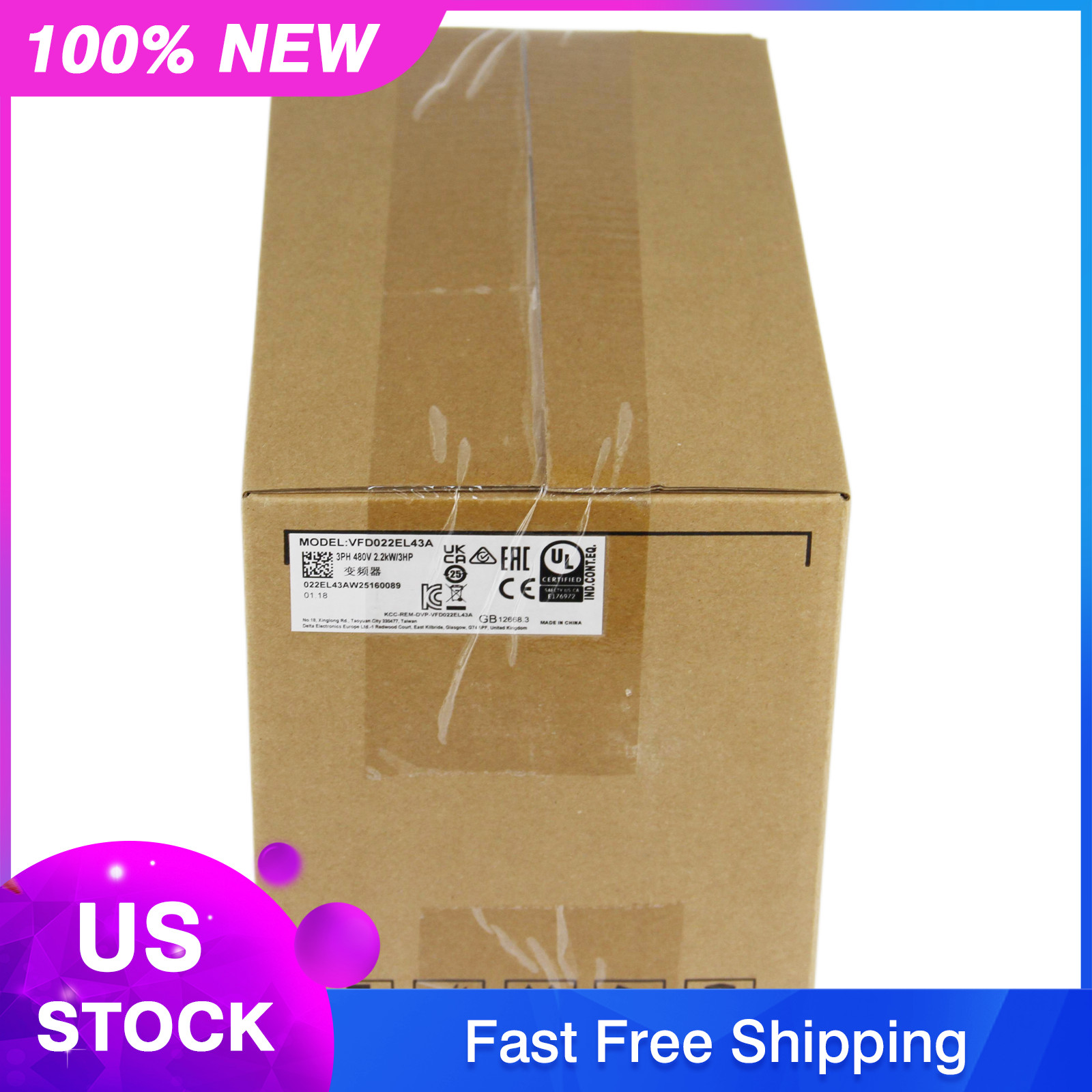 NEW Delta VFD022EL43A PLC Programmable 3Hp 460V Three Phase Input AC Micro Drive