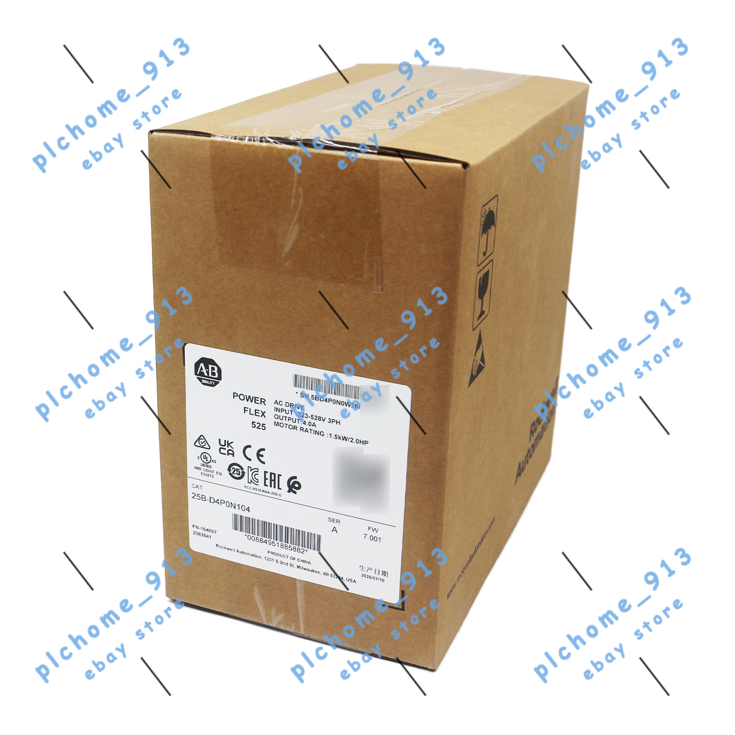 2026 New Allen Bradley 25B-D4P0N104 PowerFlex 525 AC Drive 1.5kW 2HP