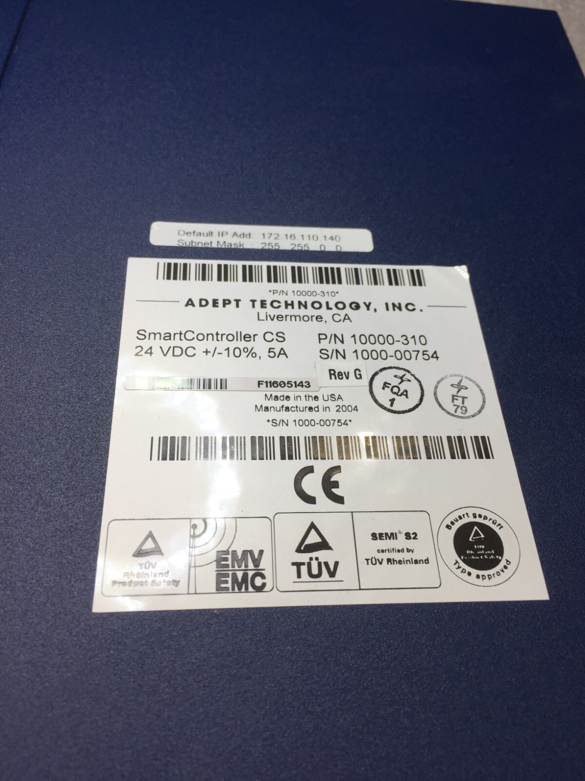 Adept Technology SmartController CS 10000-310 Rev:G Automation Robot Controller