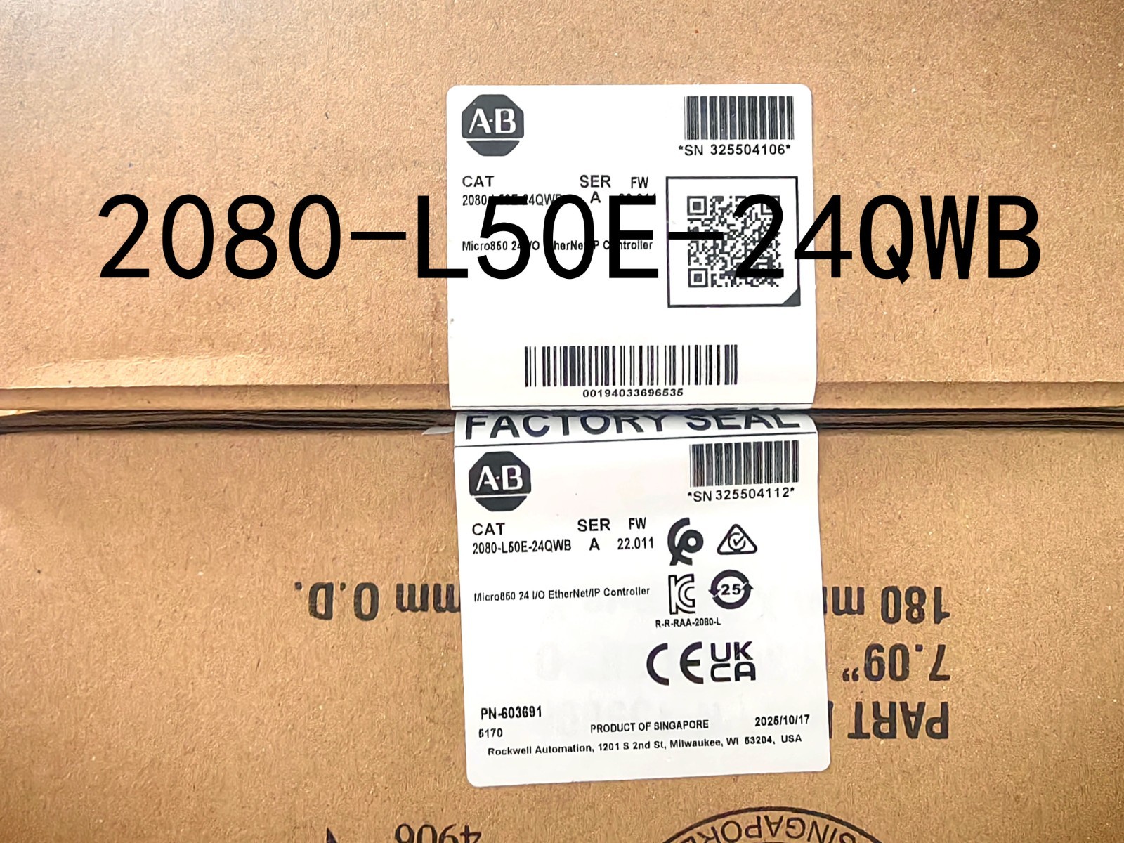 2025 New Allen-Bradley 2080-L50E-24QWB /A Micro850 24 I/O EtherNet/IP Controller
