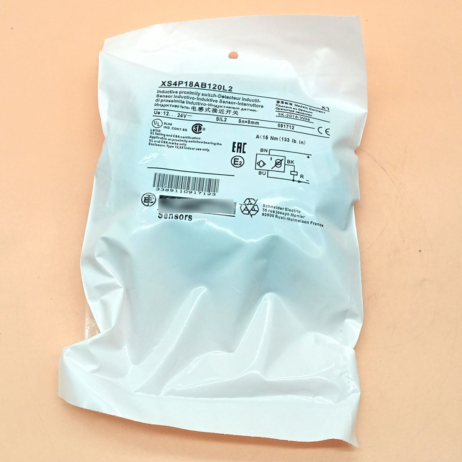 1pc New XS4P18AB120L2 Inductive Proximity Sensor Fast Delivery