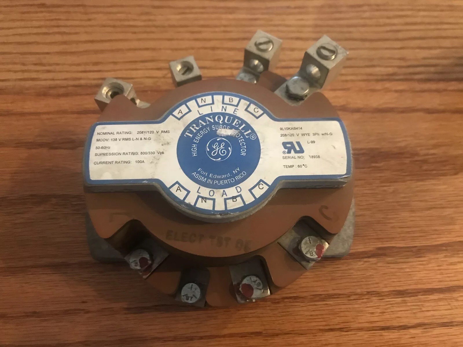 GE 9L10KAB414 GENERAL ELECTRIC SURGE SUPRESSOR TRANQUELL HIGH ENERGY FE