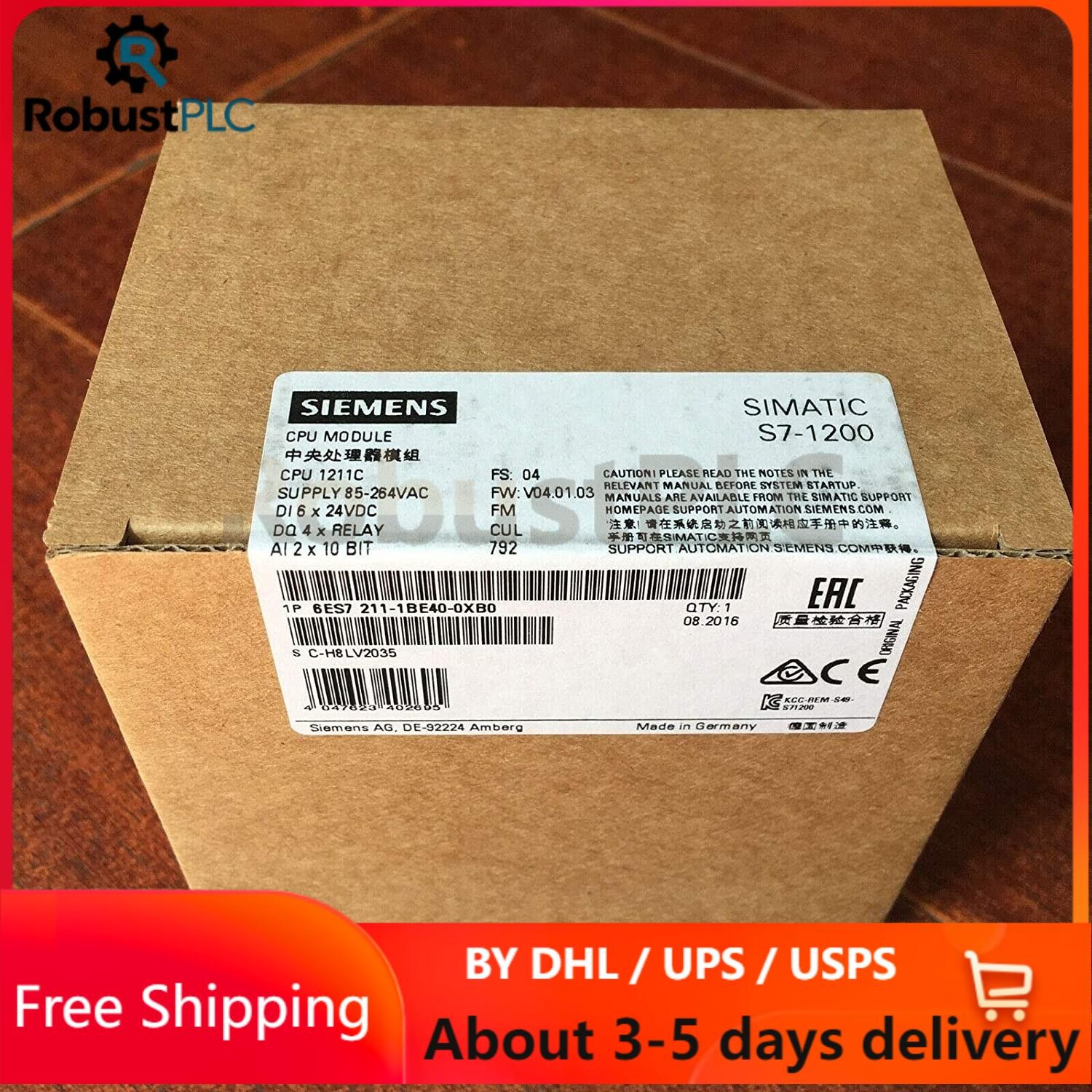 New Siemens SIMATIC S7-1200 CPU 1211C 6ES7211-1BE40-0XB0 6ES72111BE400XB0
