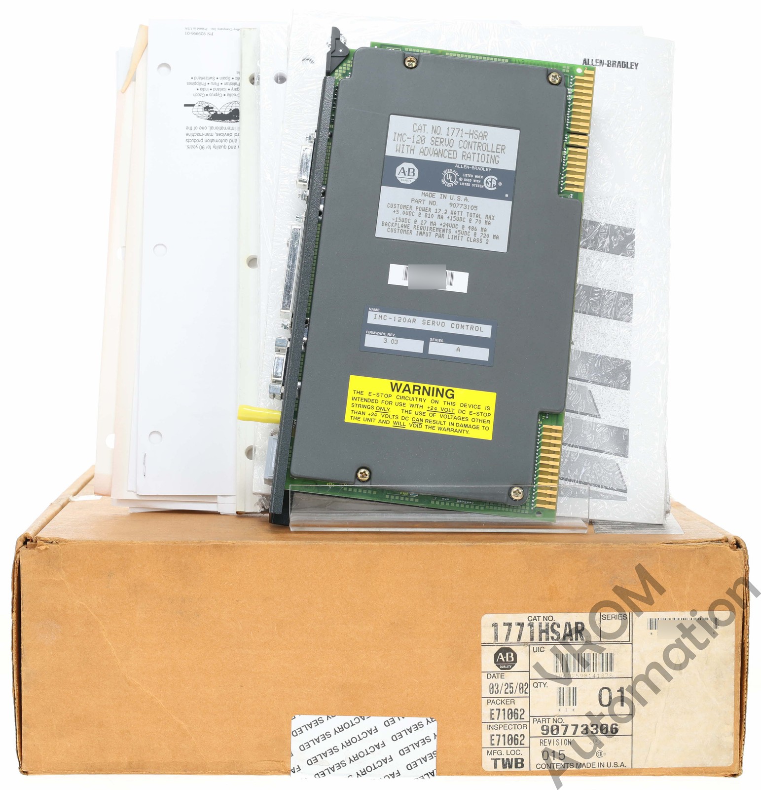 Surplus Allen Bradley 1771-HSAR /A SERVO CONTROL MODULE PLC5 W/O HMA MEMORY MODU