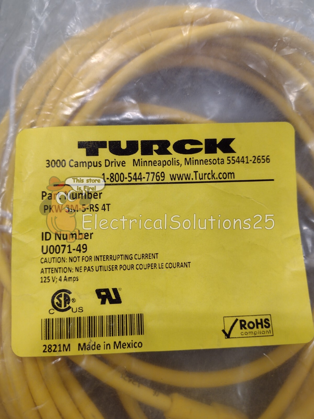 New Turck PKW3M-5-RS4T Cordset Free Shipping