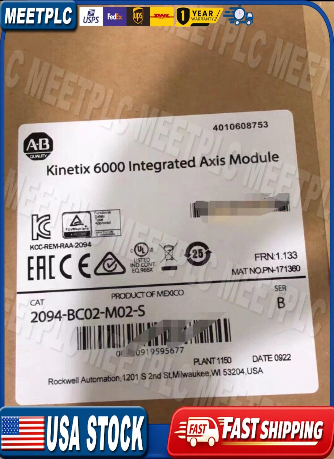 Allen-Bradley 2094-BC02-M02-S Kinetix 6000 Integrated Axis Module 2094BC02M02S