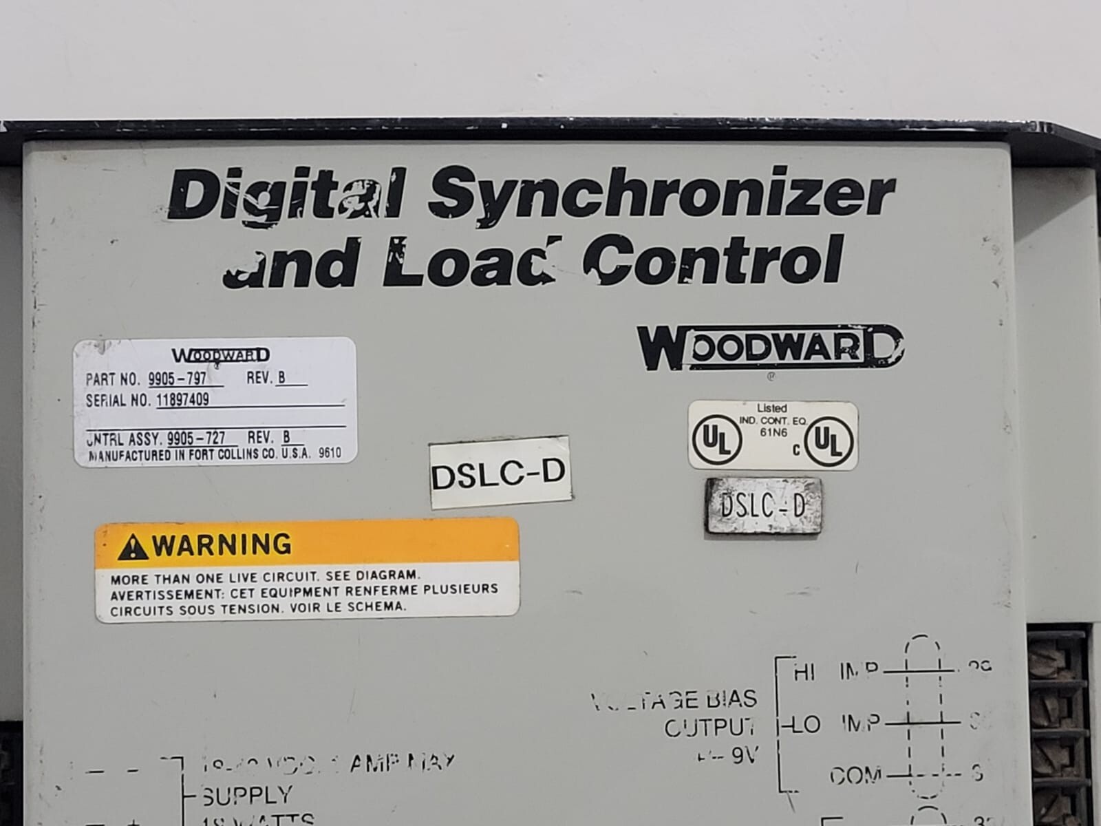 WOODWARD 9905-797 DIGITAL SYNCHRONIZER AND LOAD CONTROL REV.B DSLC-D