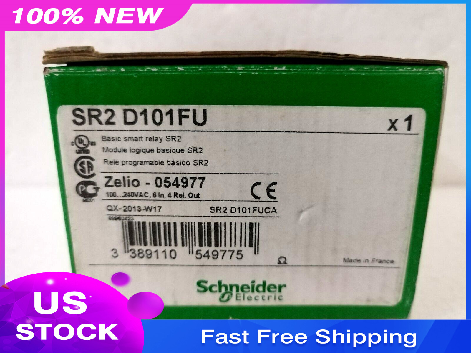 SR2D101FU Compact Smart Relay, Zelio Logic, 10 I/O, 100…240 V AC US Free TAX