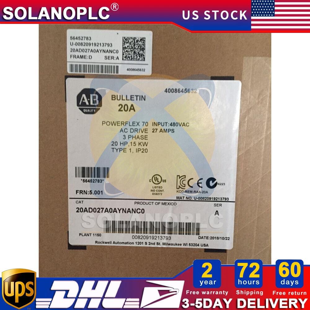 20AD027A0AYNANC0 Allen Bradley PowerFlex 70 AC Drive US Free Tax