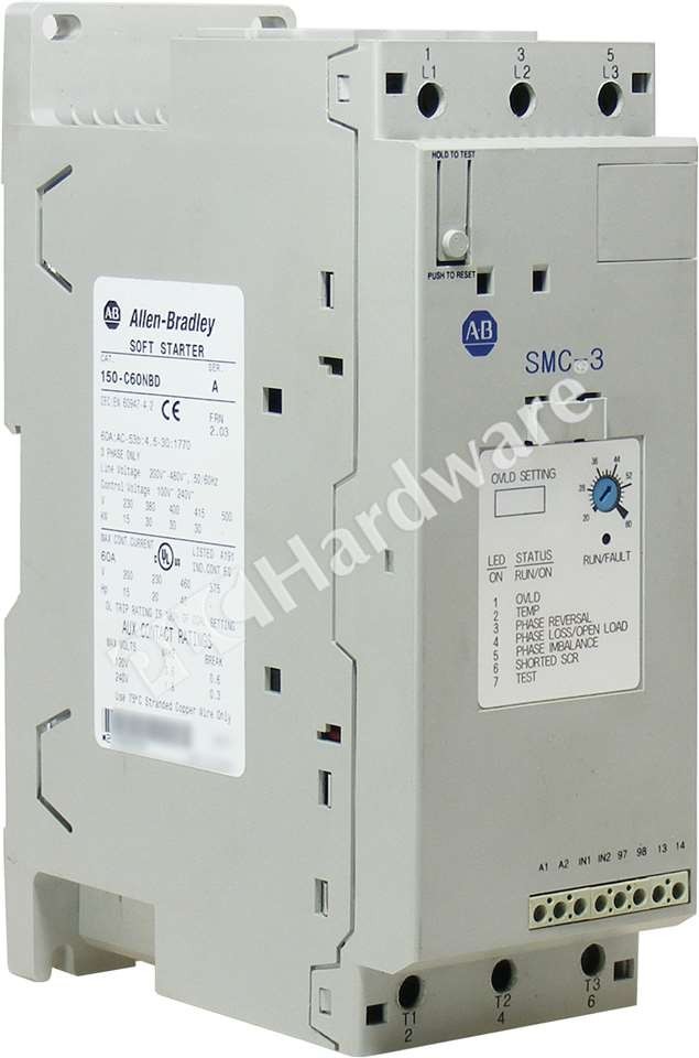 Allen Bradley 150-C60NBD Ser A SMC-3 480VAC 3-Wire 60A Smart Motor Controller