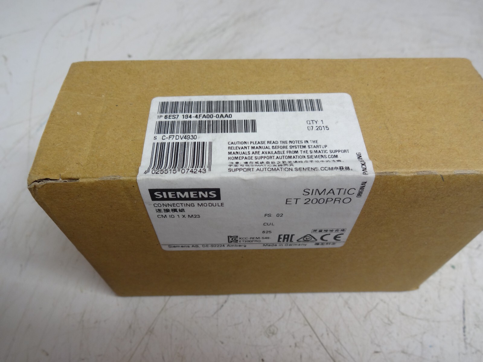 New Siemens SIMATIC 6ES71944FA000AA0 ET 200PRO 6ES7 194-4FA00-0AA0 Sealed