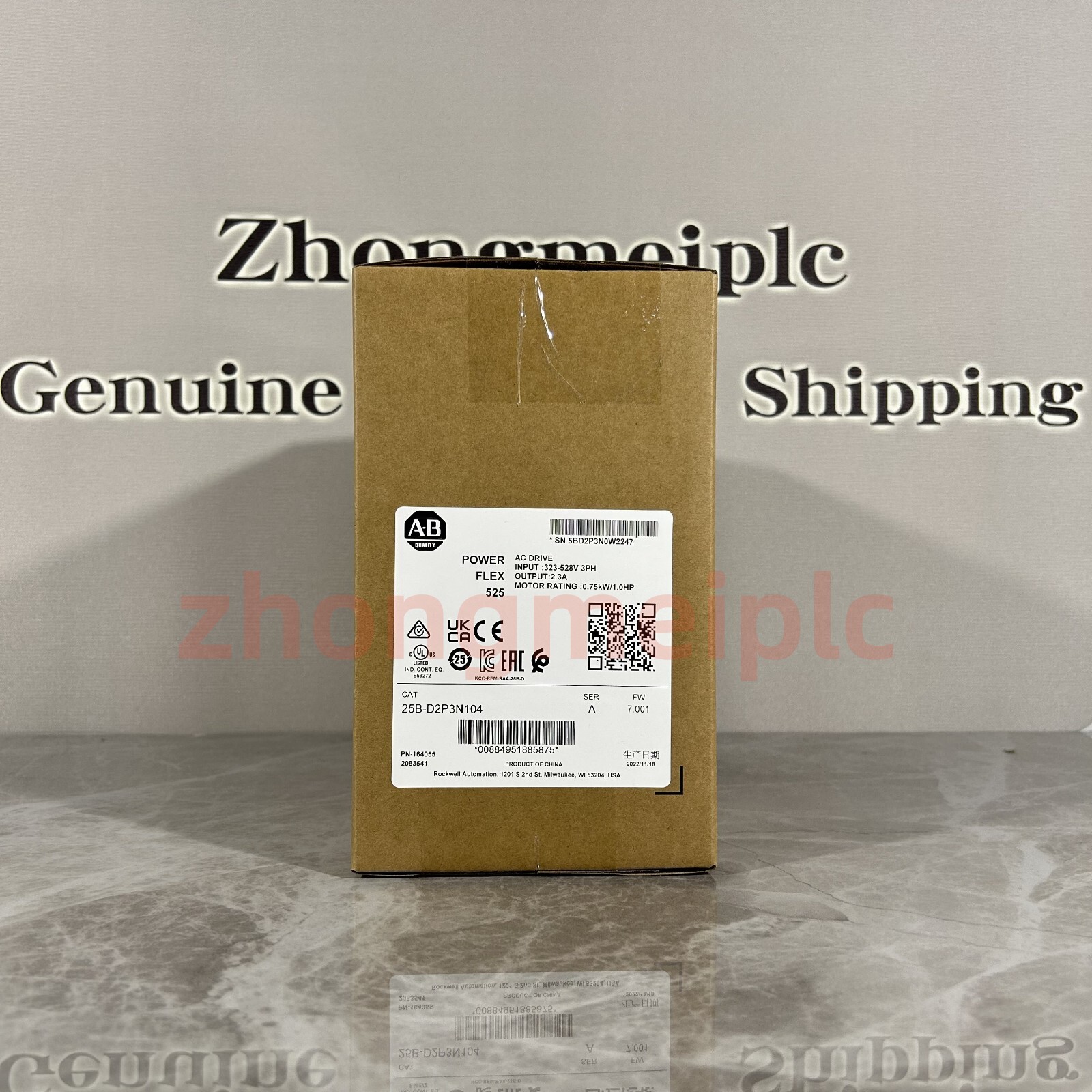 Allen Bradley 25B-D2P3N104 PowerFlex 525 0.75kW (1Hp) New Original 25BD2P3N104