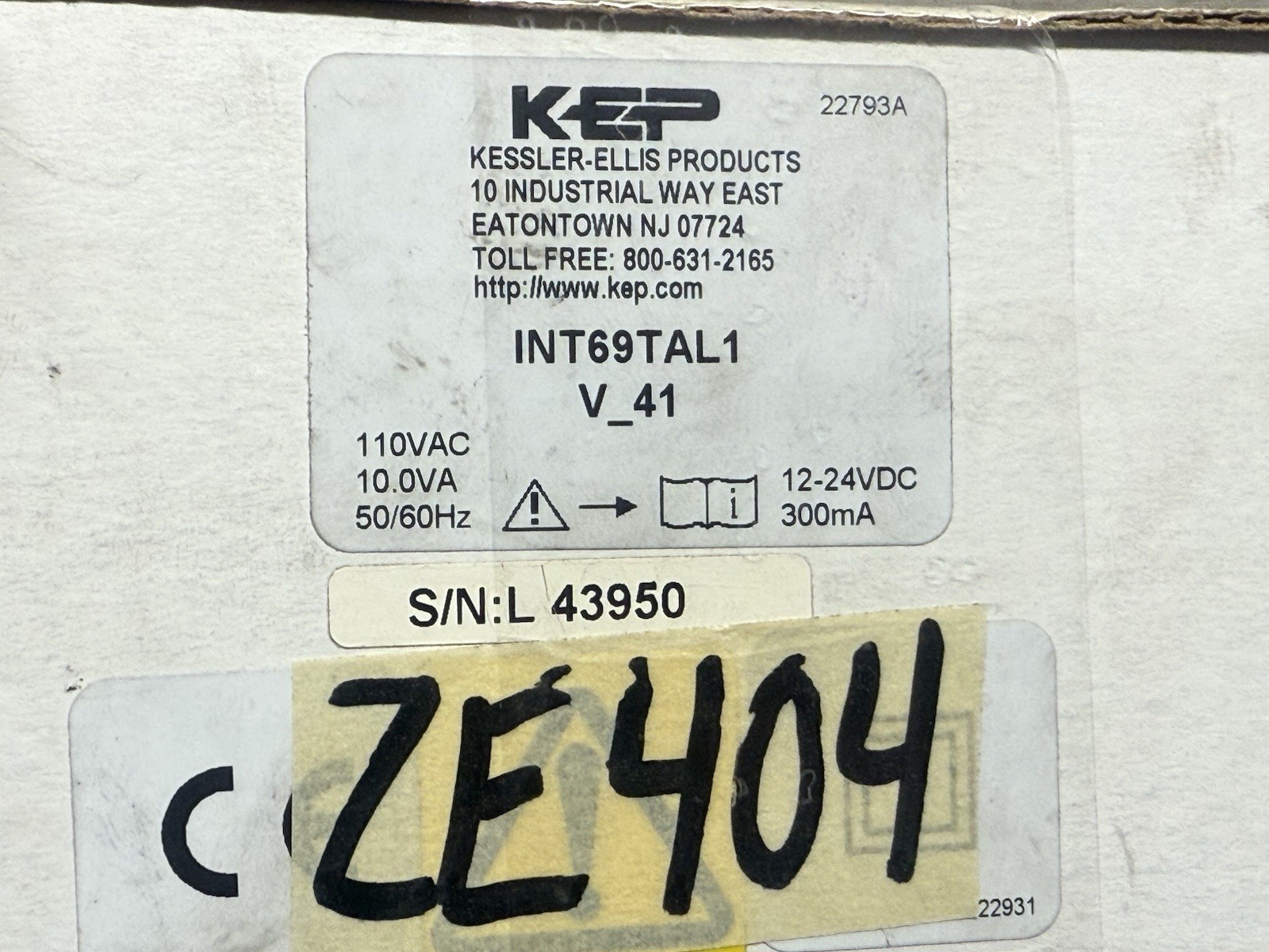 KEP INT69TAL1 — V_41 ELECTRONIC COUNTER Panel Mount