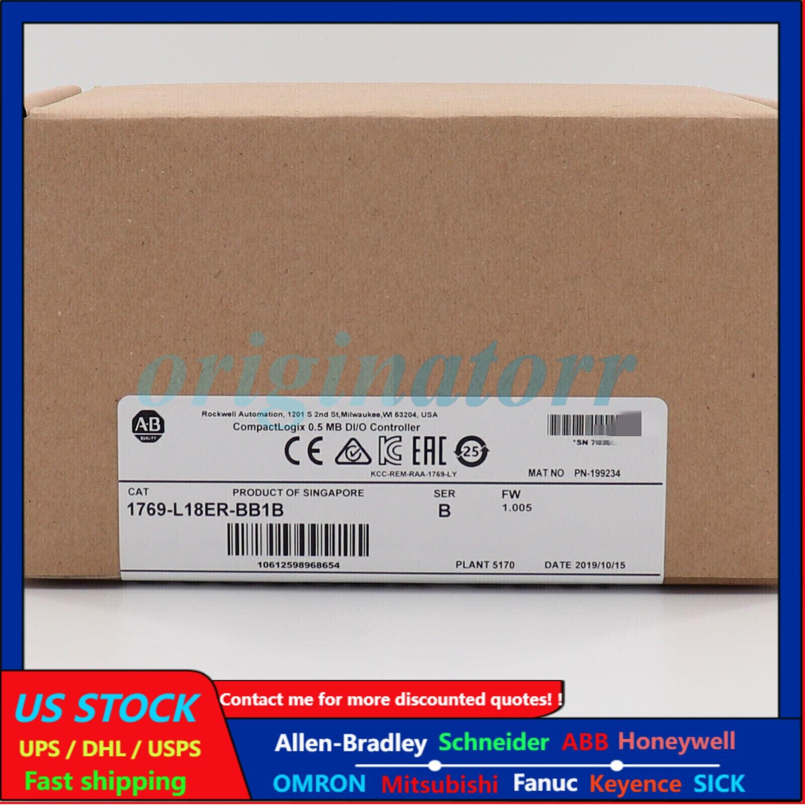 Sealed AB 1769-L18ER-BB1B SER B CompactLogix 0.5MB DI/O Controller US Free Tax