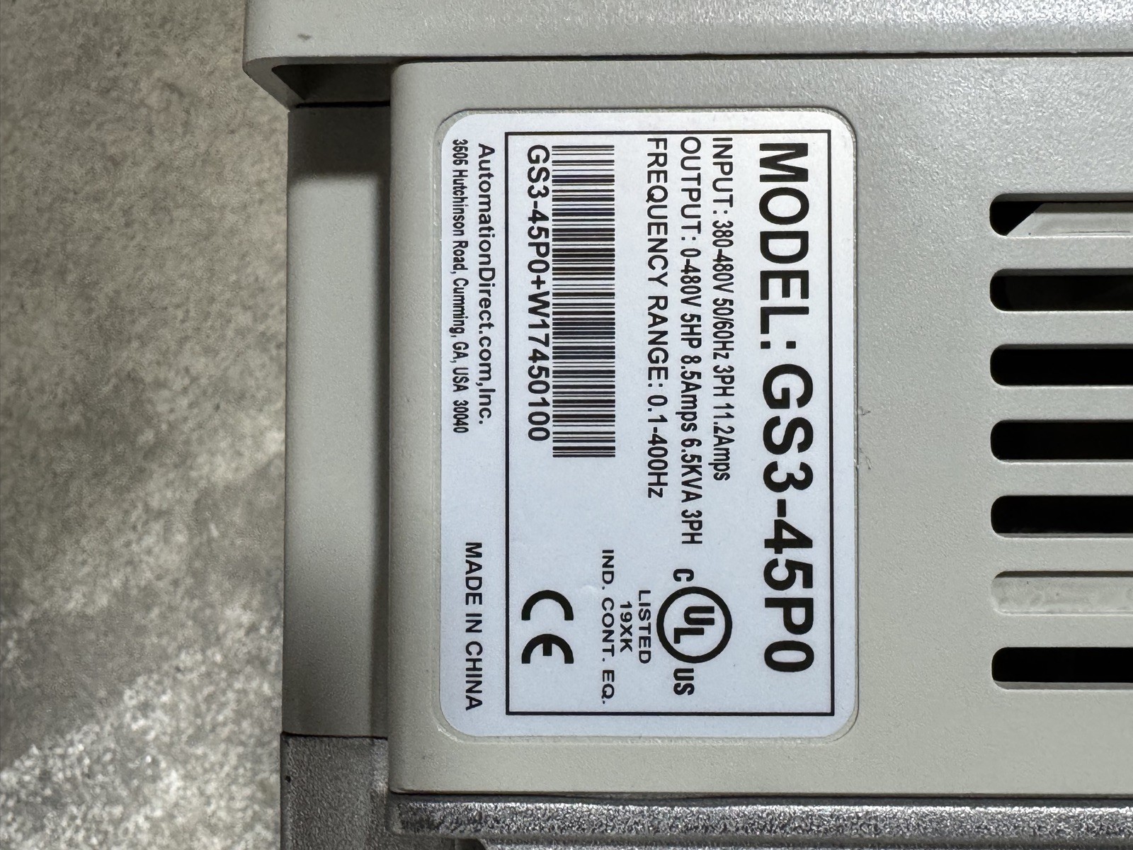 Automation Direct DURApulse GS3-45PO **USED** 480V 5HP VFD