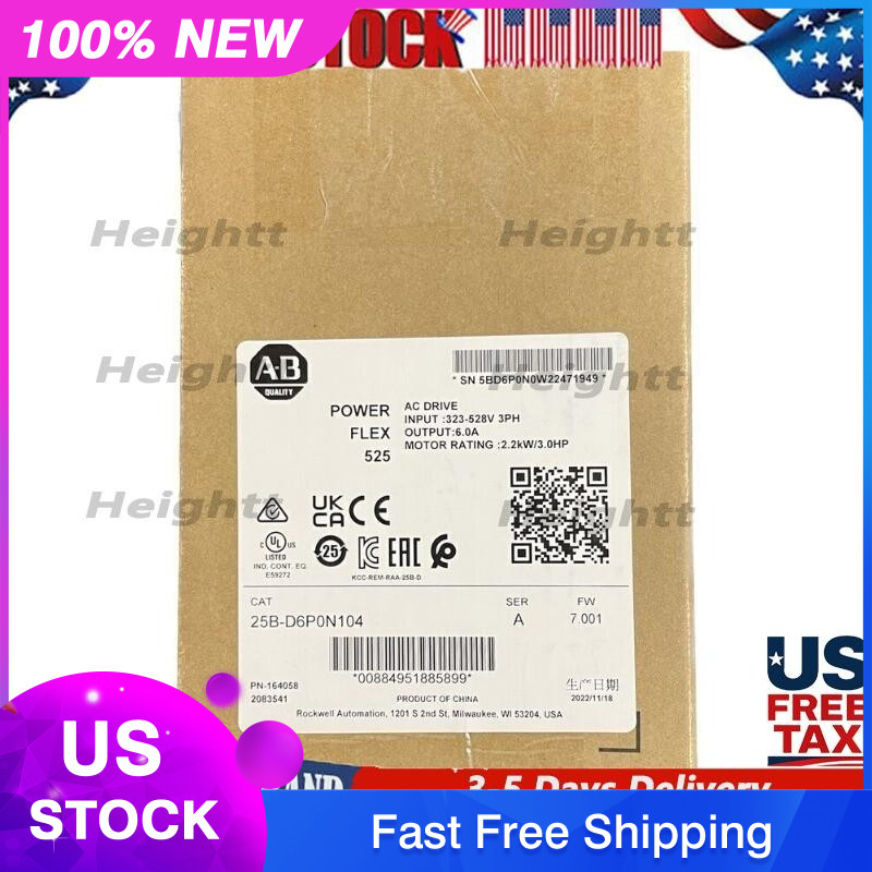 NEW AB 25B-D6P0N104 PowerFlex 525 2.2kW 3Hp AC Drive 25B D6P0N104 US Free Tax