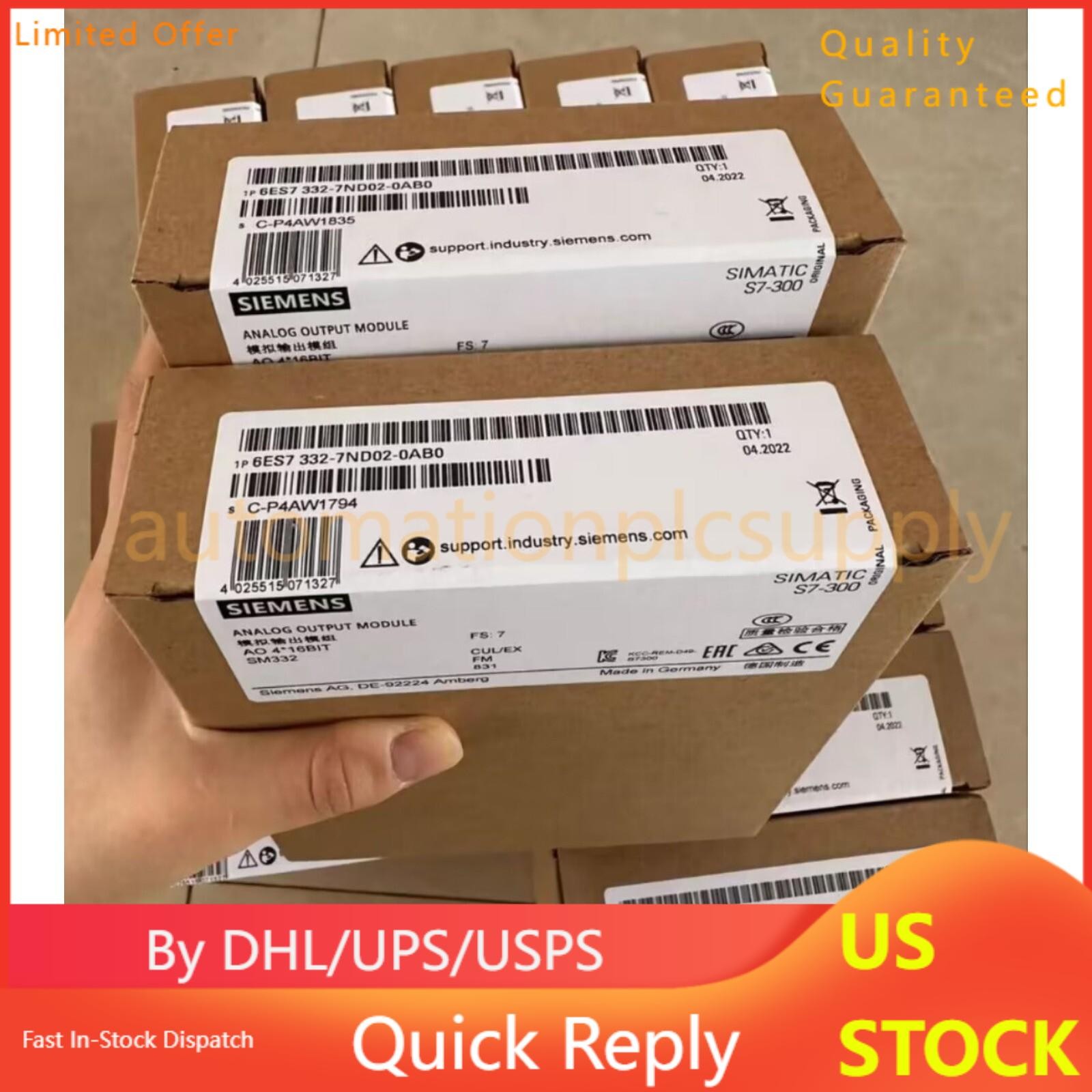 New Siemens 6ES7 332-7ND02-0AB0 S7-300 Analog Output SM 332 6ES7332-7ND02-0AB0