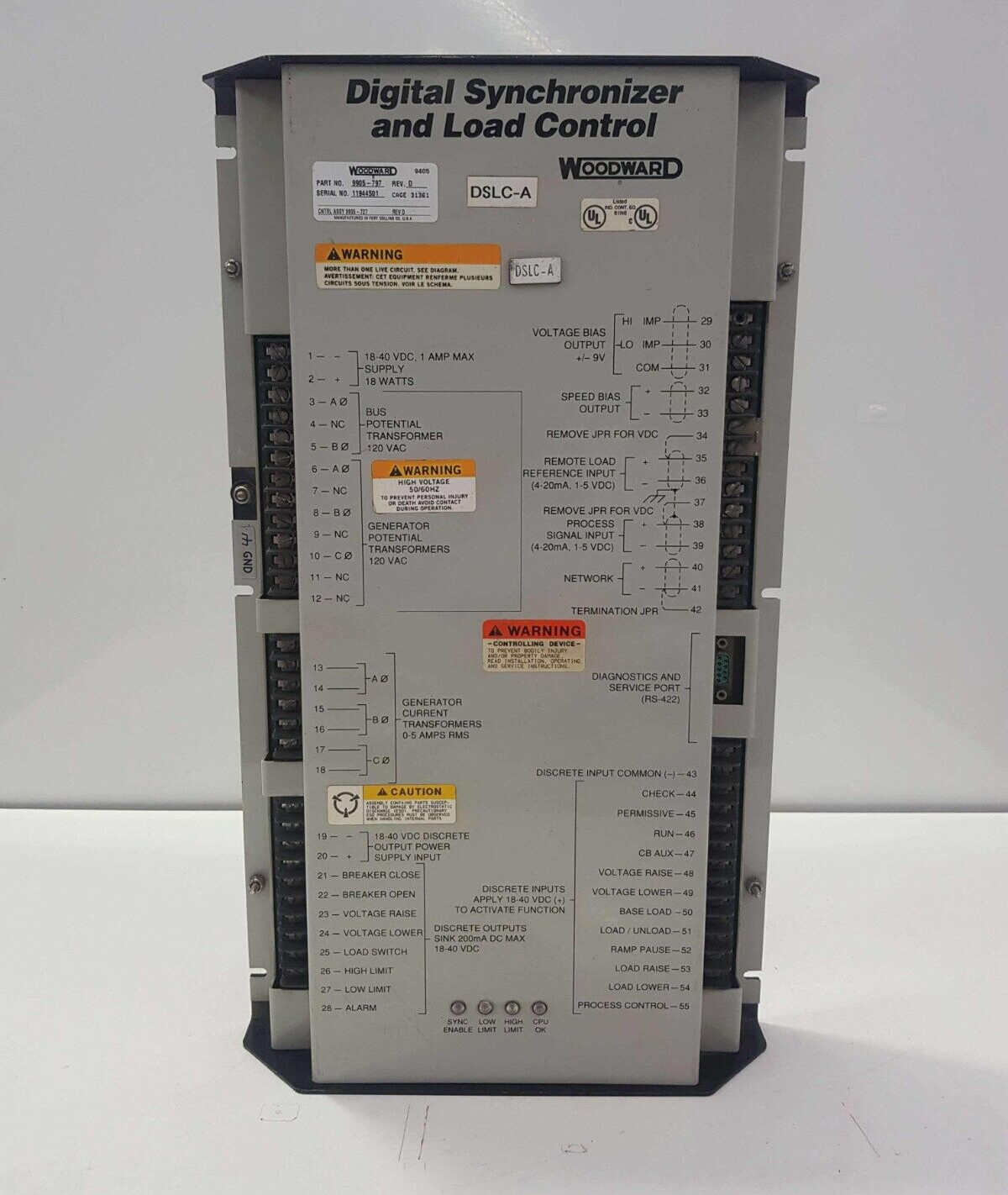 WOODWARD 9905-797 DIGITAL SYNCHRONIZER AND LOAD CONTROL REV.D