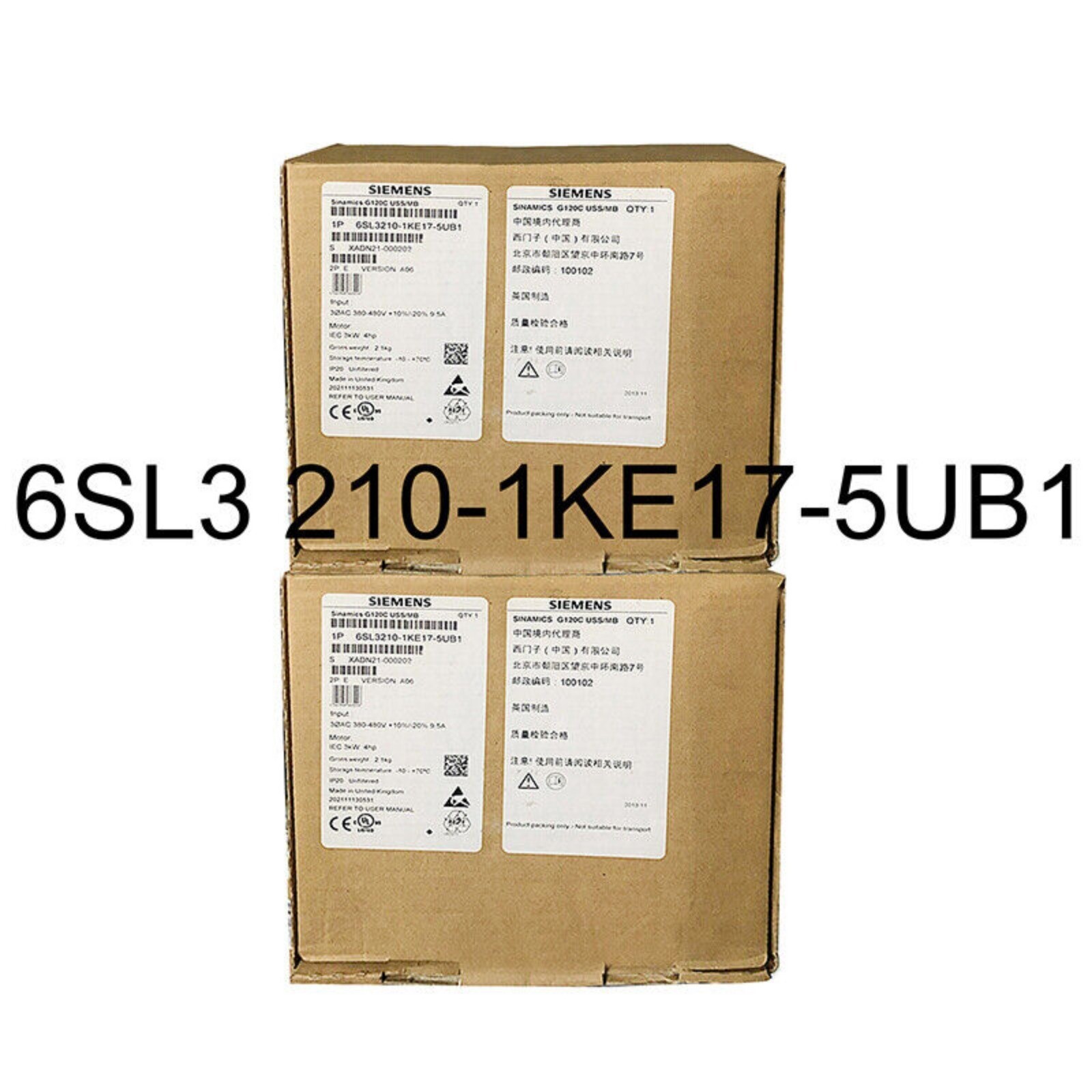 New Siemens 6SL3210-1KE17-5UB1 G120C RATED POWER 3,0KW 6SL3 210-1KE17-5UB1