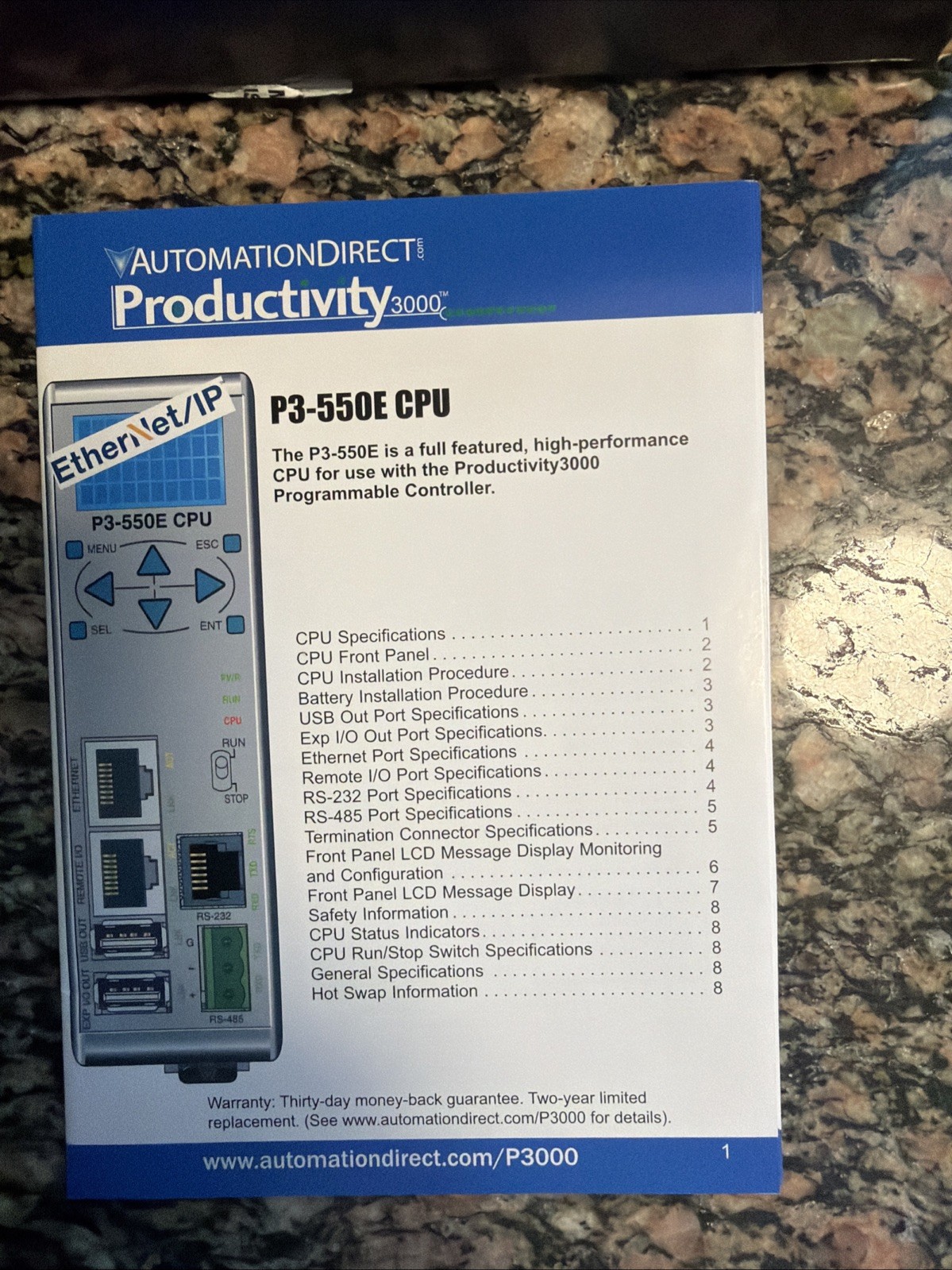 NEW AUTOMATION DIRECT P3-550E Productivity 3000 PLC, CPU w/ LCD Display