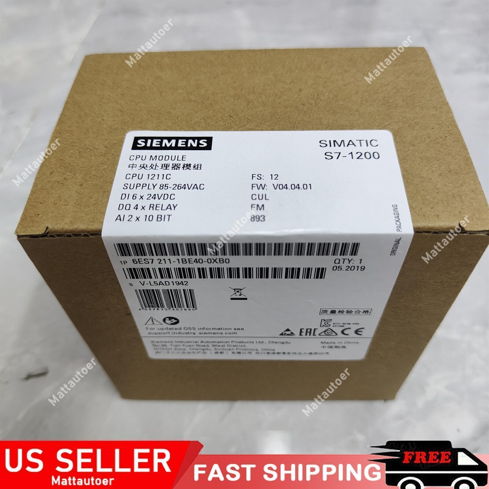 New Siemens 6ES7 211-1BE40-0XB0 SIMATIC S7-1200 CPU 1211C 6ES7211-1BE40-0XB0