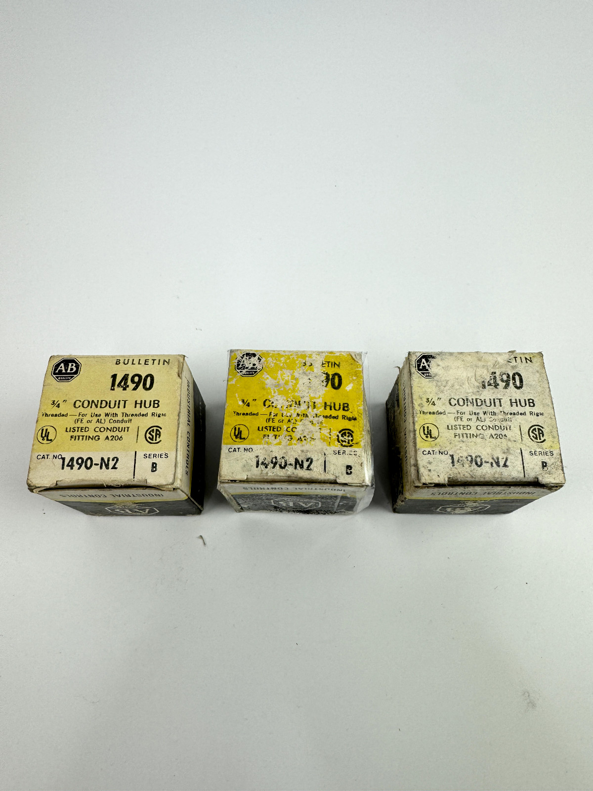 Lot of 3 Allen Bradley Conduit Hub 1490-N2 1490N2 Ser B 3/4″
