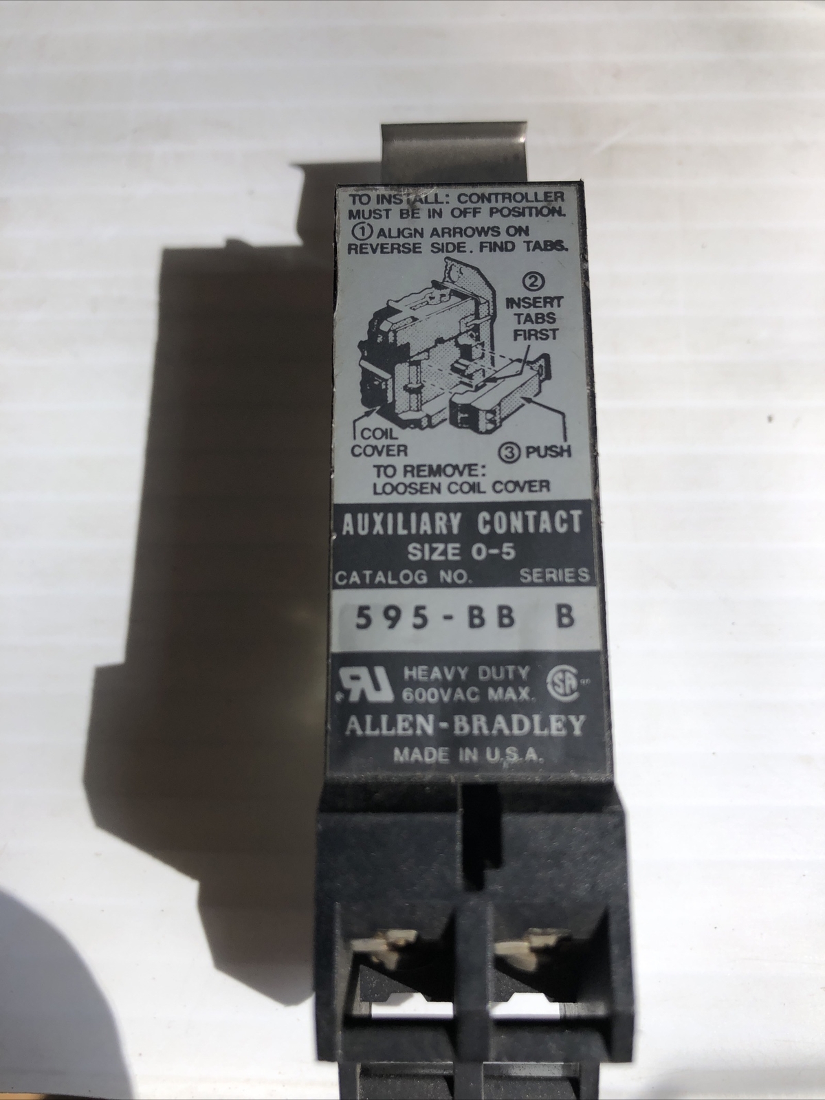 Allen Bradley 595-B Heavy Duty Size Auxilary Contact – Missing Part