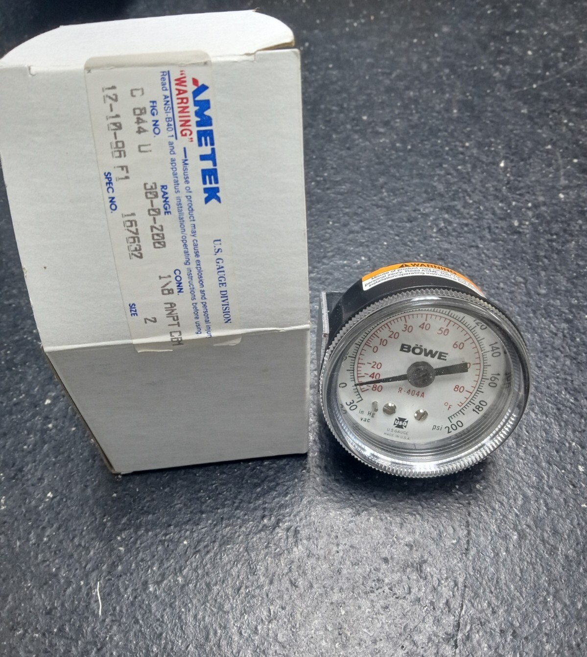 NEW AMETEK C 844 U 30-0-100 GAUGE