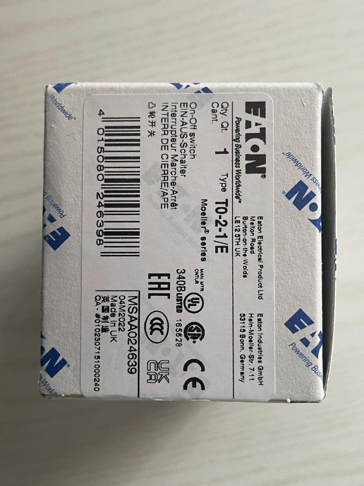 ONE NEW EATON MOELLER Cam isolating change-over switch T0-2-1/E