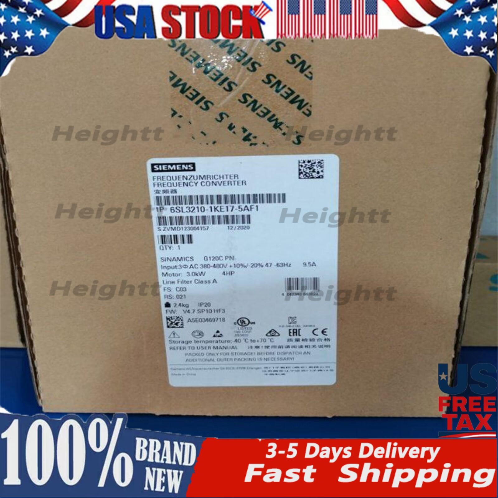 New Siemens 6SL3210-1KE17-5AF1 G120C RATED POWER 3,0KW 6SL3 210-1KE17-5AF1