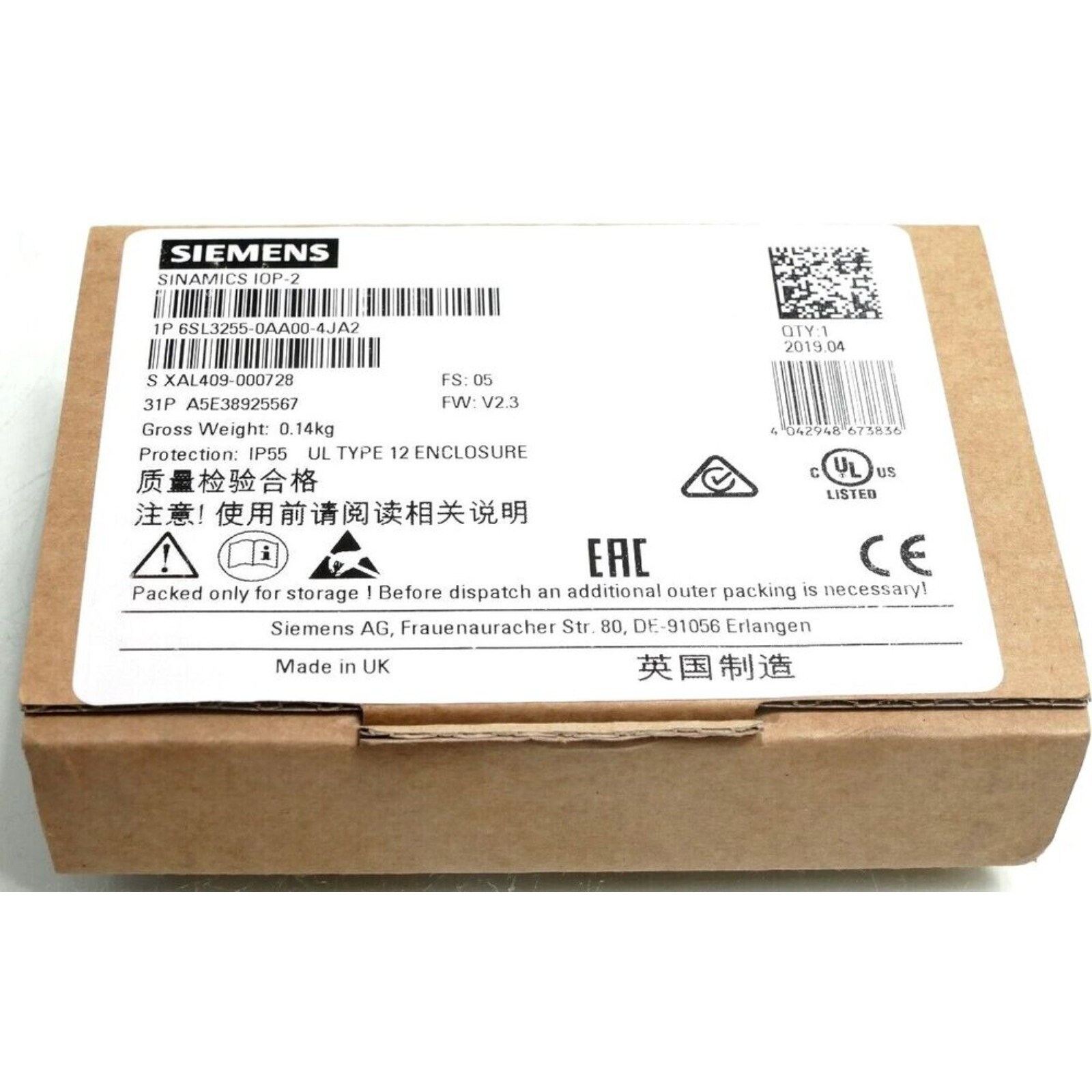 New Siemens 6SL3 255-0AA00-4JA2 6SL3255-0AA00-4JA2 G Intelligent Operator Panel